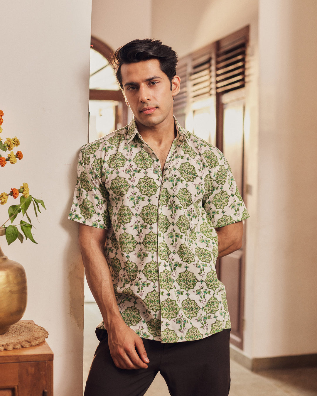 Viren White Printed Cotton Shirt