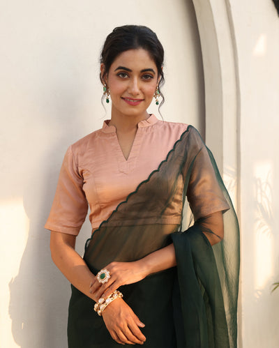 Sharvya Nude Brown Satin Blouse