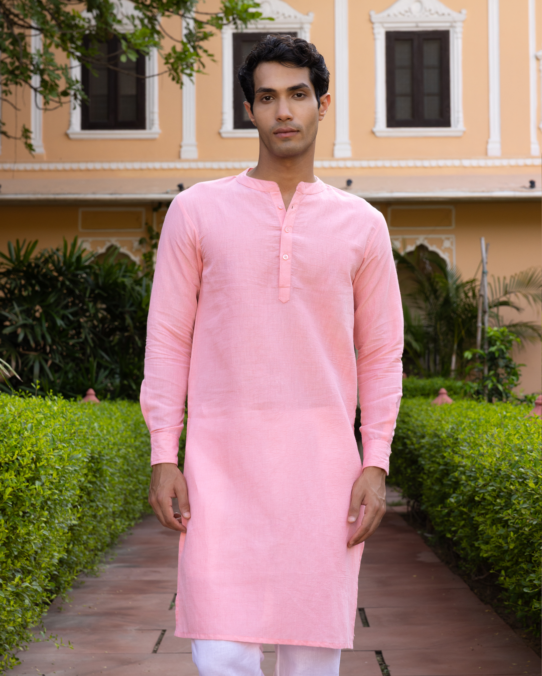 Tanishq Peach Solid Cotton Flex Kurta