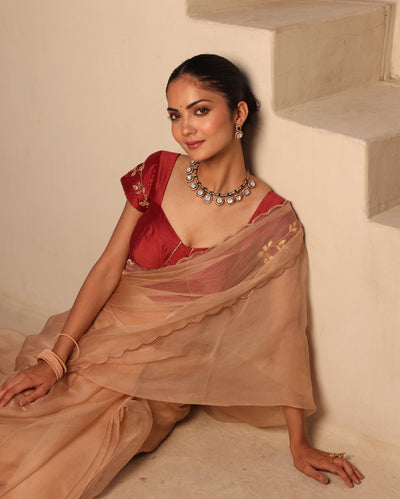 Nayra Maroon Chanderi Gotapatti Blouse