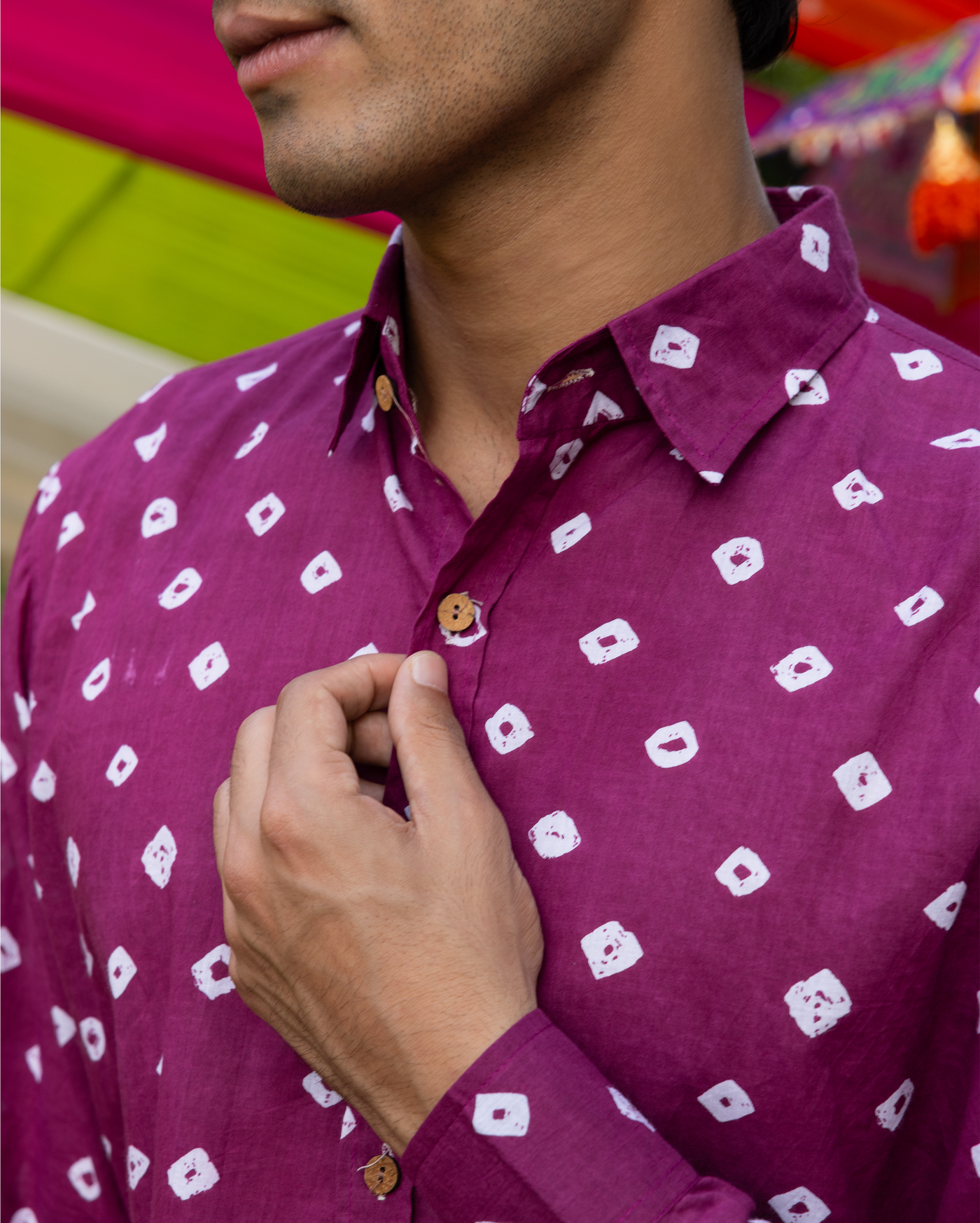 Tavish Purple Bandhani Cotton Shirt