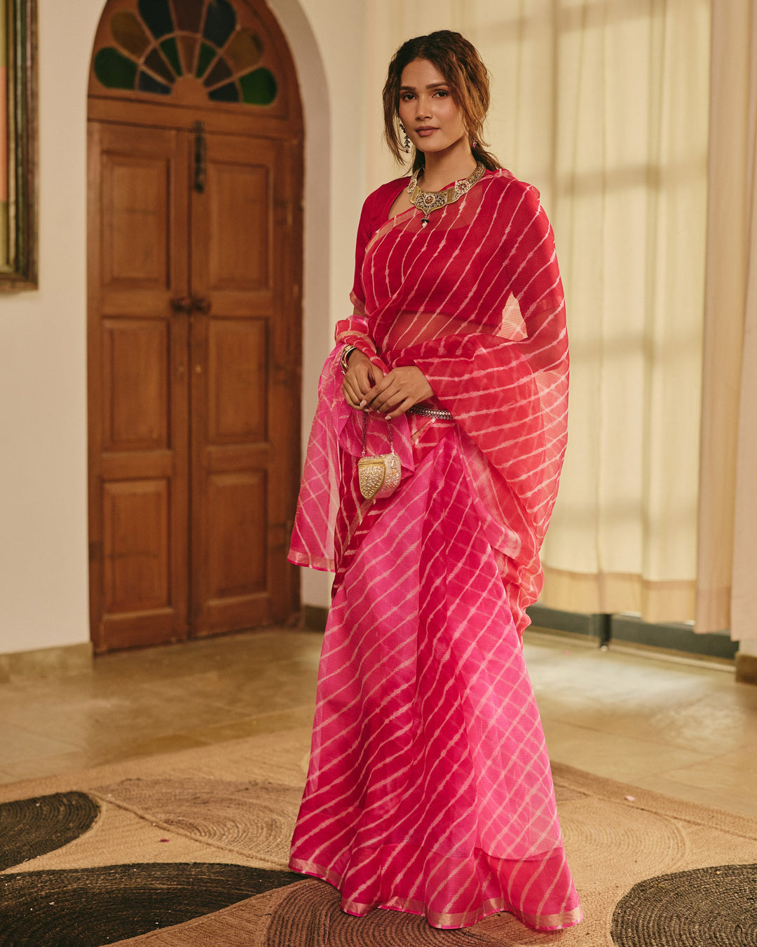 Vastram Red Doria Leheriya Saree