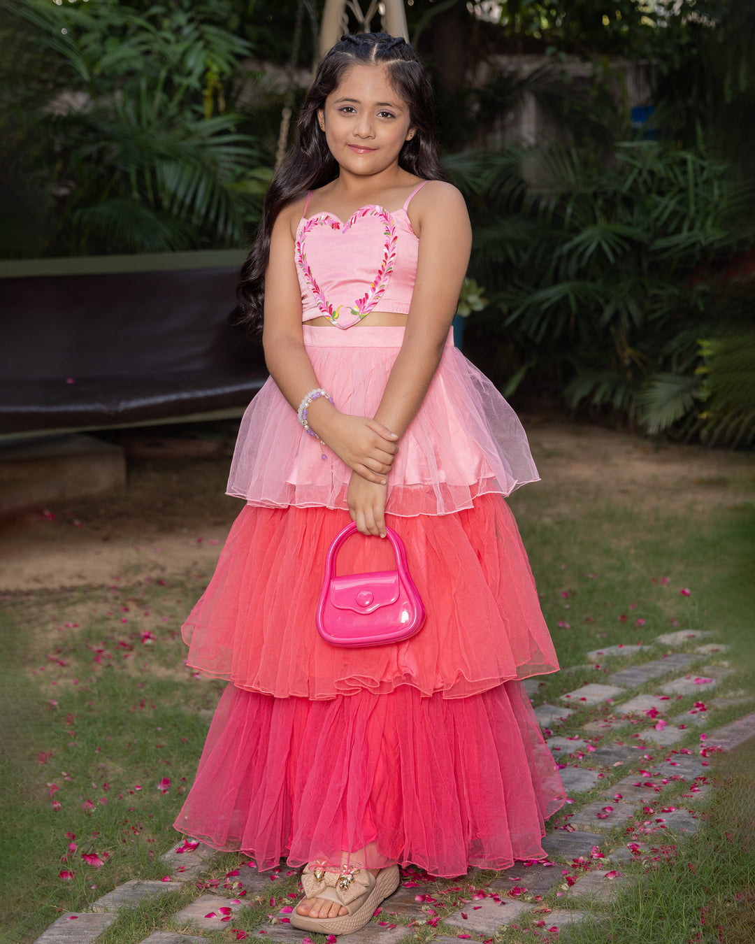 Cookie Pink Handpainted Tulle Coord Set