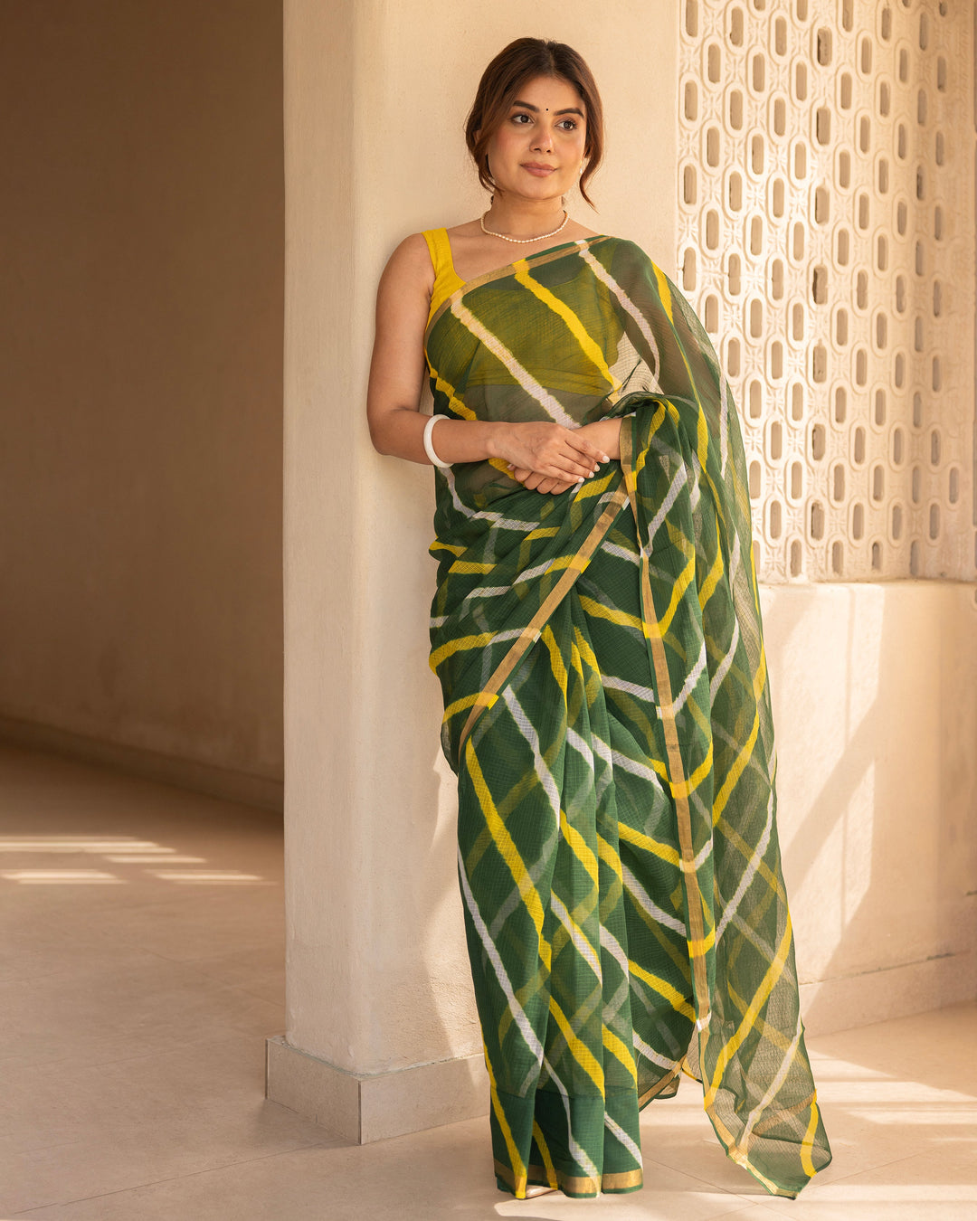 Zarika Green Doria Leheriya Saree