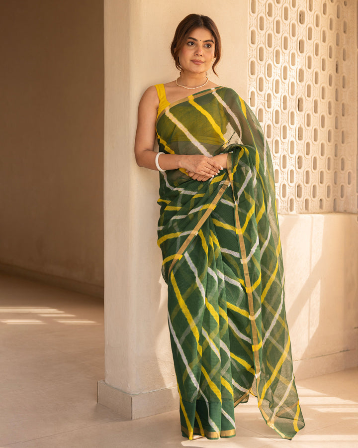 Zarika Green Doria Leheriya Saree
