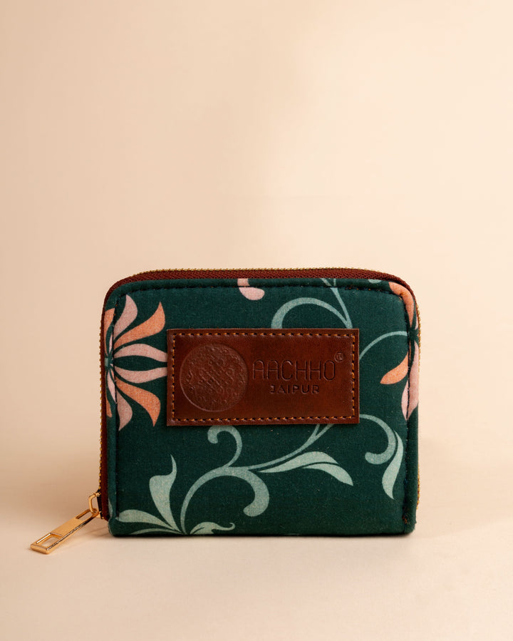 Petal Grace Green Coin Pouch