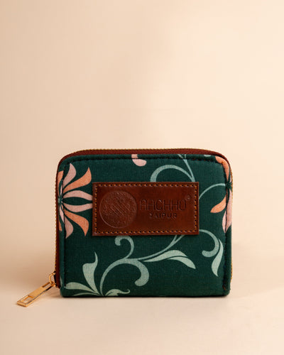 Petal Grace Green Coin Pouch