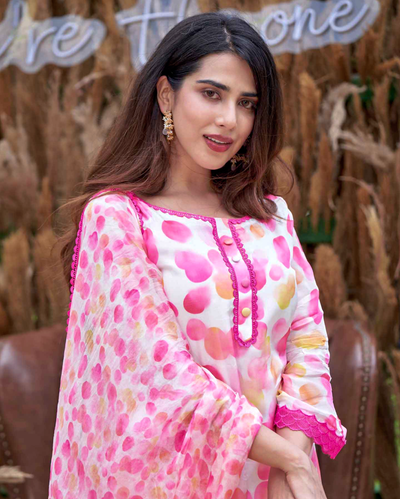 Riddhi White Printed Silk Suit Set