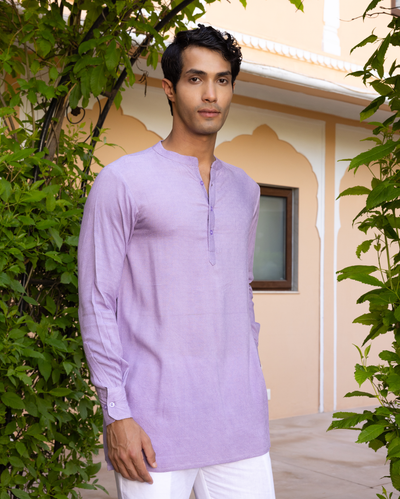 Nakul Purple Solid Dobby Kurta