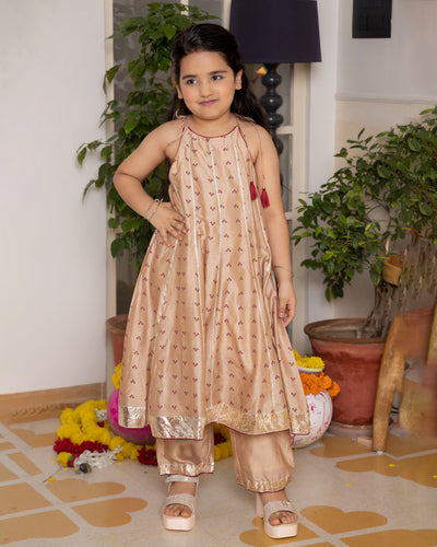 Ruhi Beige Bandhani Chanderi Coord Set