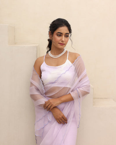 Saanvi Lavender Tiedye Silk Blouse