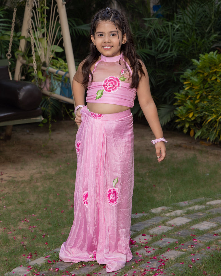 Sakura Light Pink Handpainted Silk Coord Set