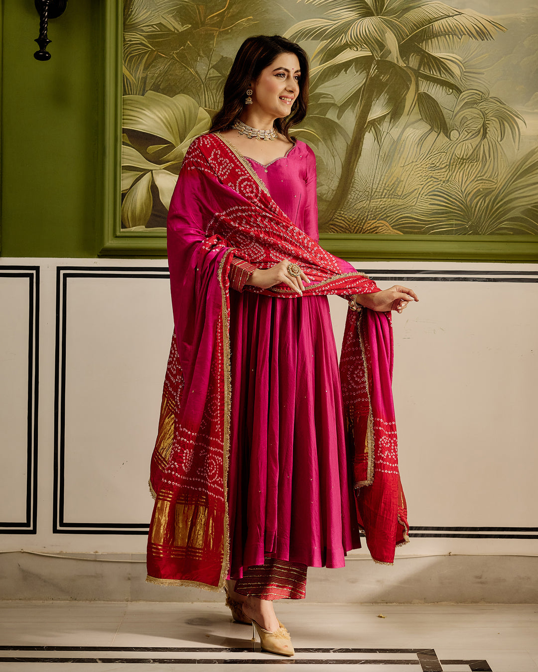 Shagun Pink Embroidered Chanderi Suit Set