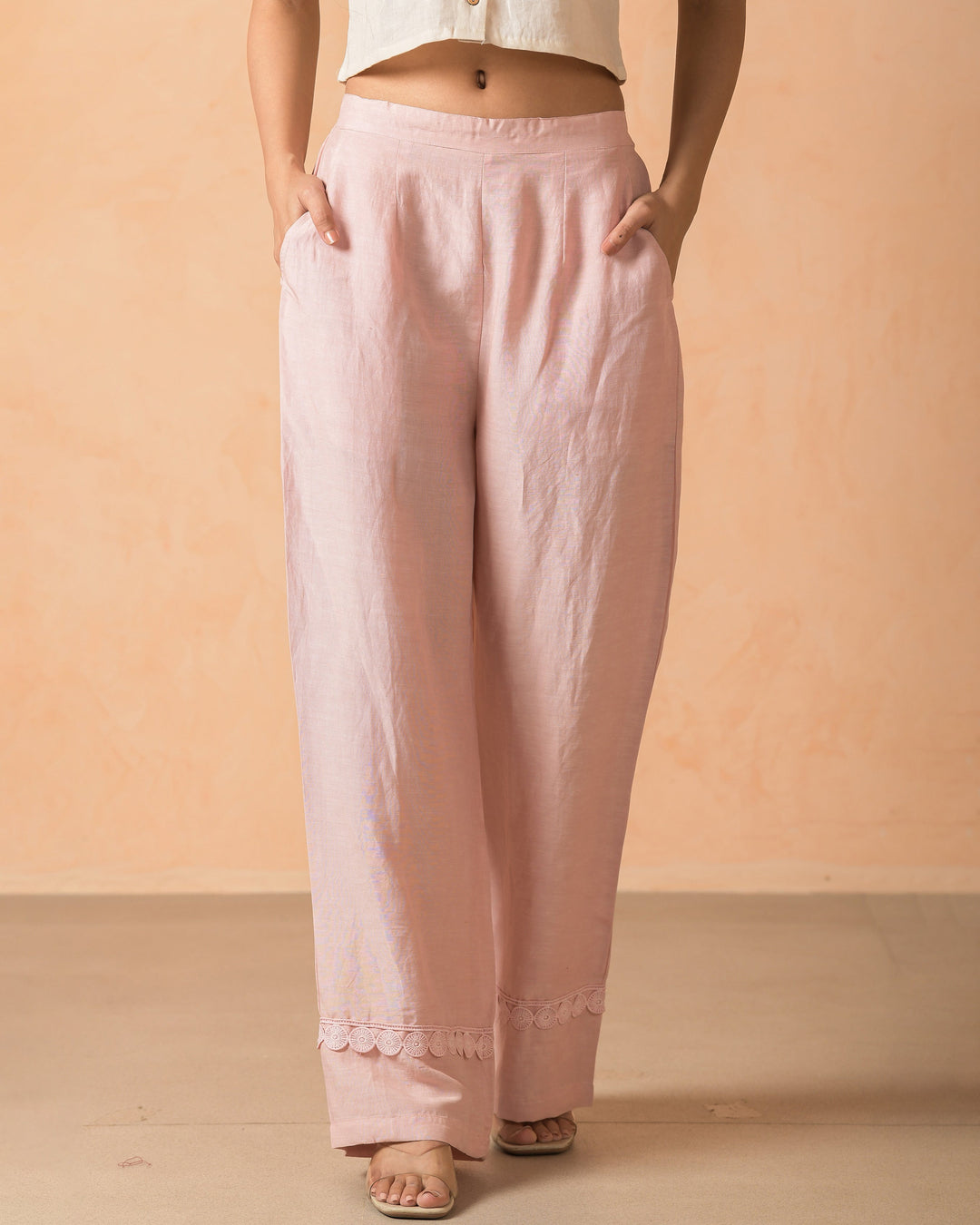 Veyra Pink Flex Solid Straight Pants