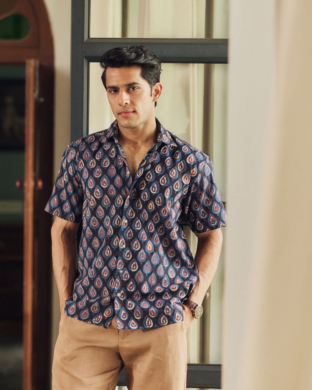Abeer Black Printed Cotton Shirt