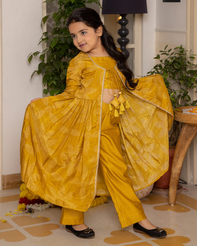 Tara Mustard Bandhani Chanderi Coord Set