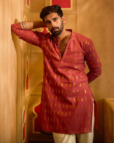 Anantya Maroon Knitted Lurex Kurta