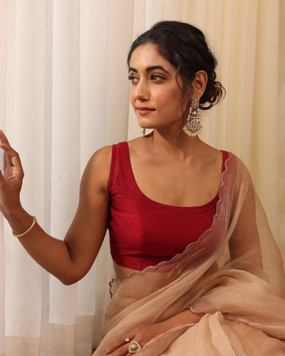 Aabha Maroon Silk Blouse