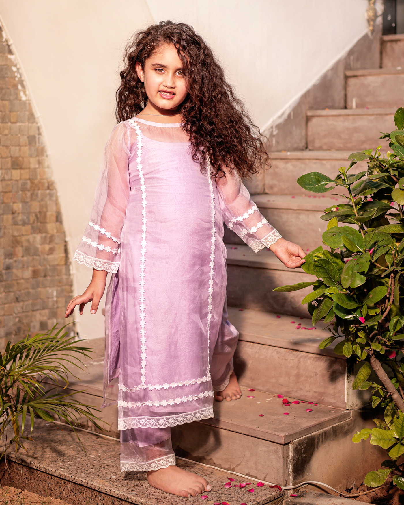 Pastel Poise Lavender Organza Kurta Set