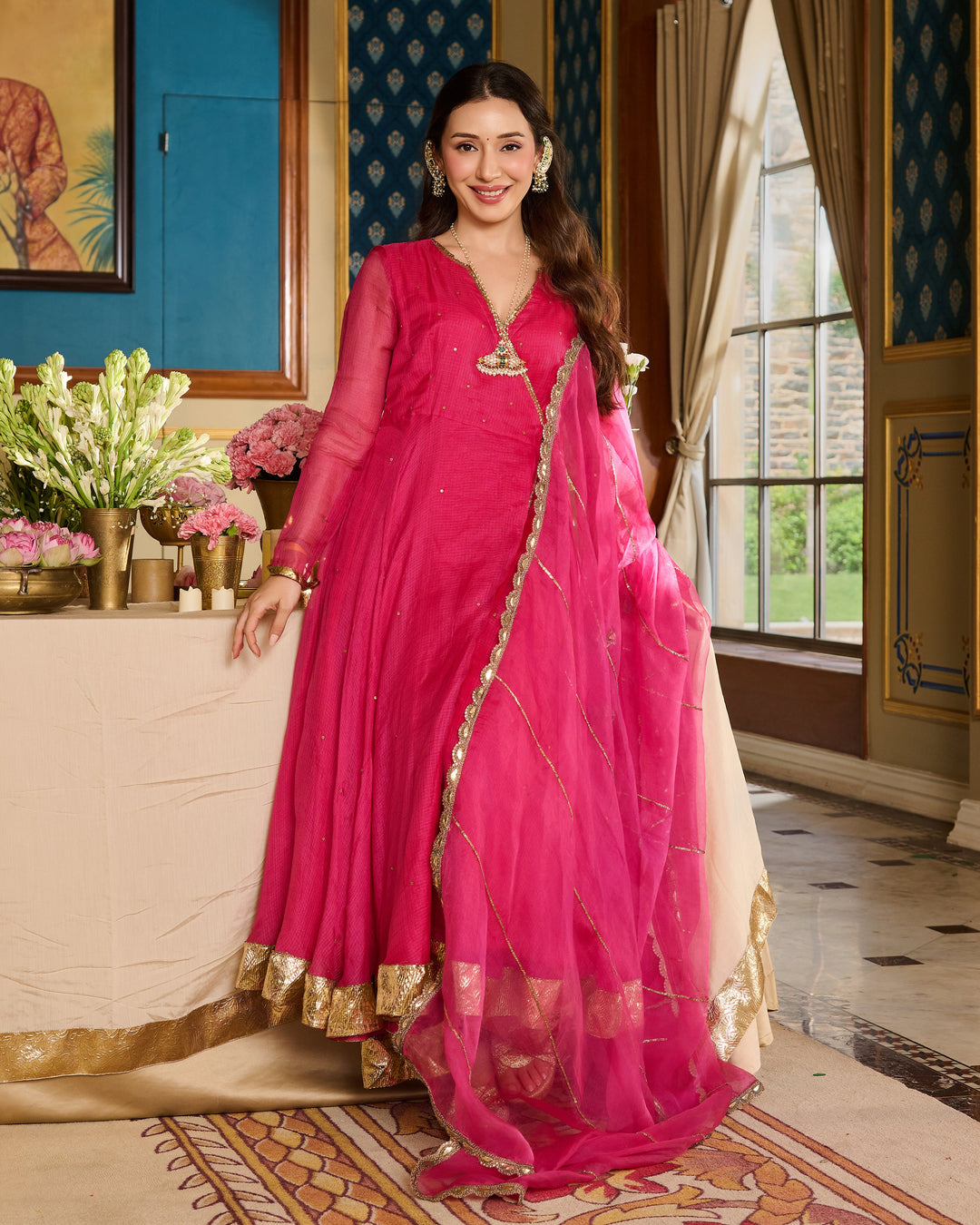 Roshvika Pink Embroidered Doria Suit Set