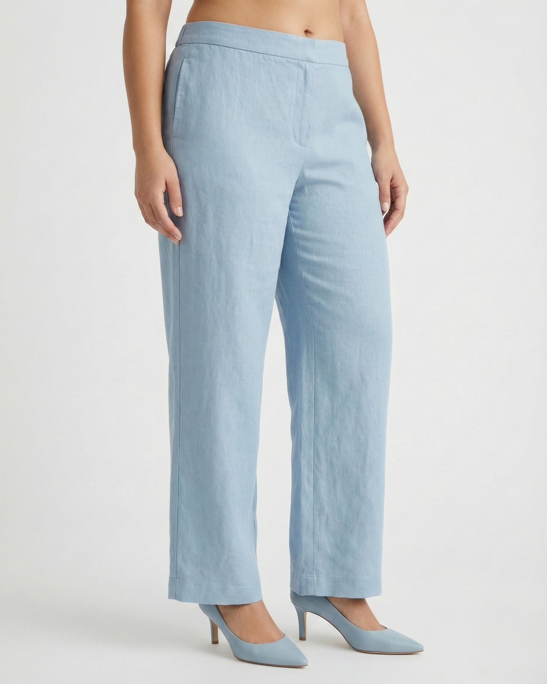 Safa Sky blue Linen Straight Pants