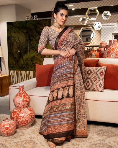 Mahnoor Handblock Chanderi Silk Saree