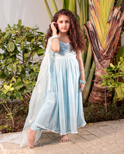 Daisy Darling Blue Georgette Suit Set