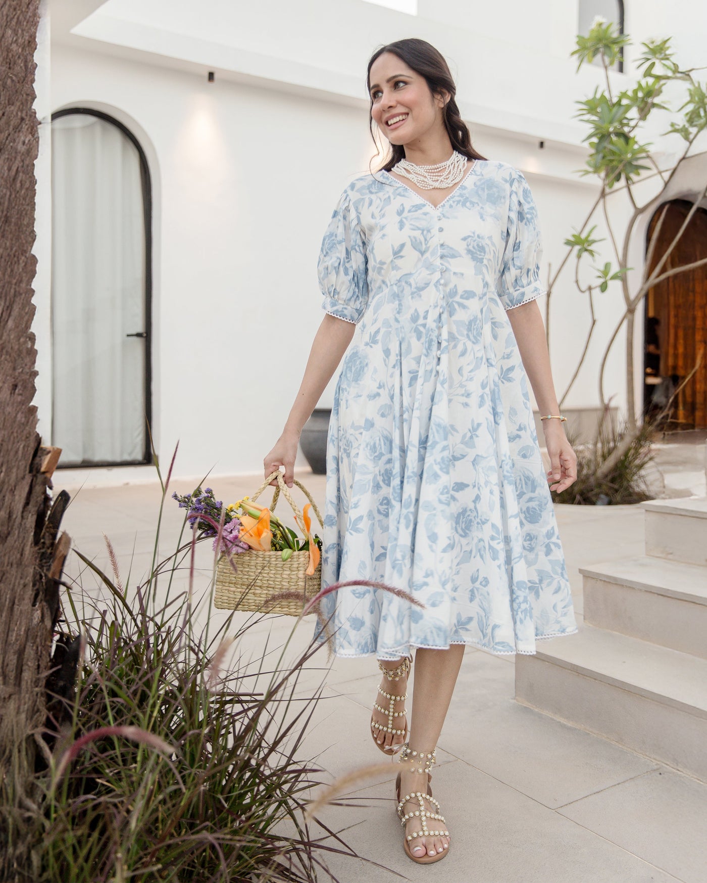 Sugar Plum White Cotton Printed Dress