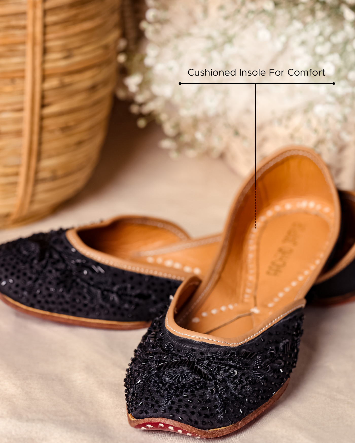 Coal Black Handcrafted Jutti