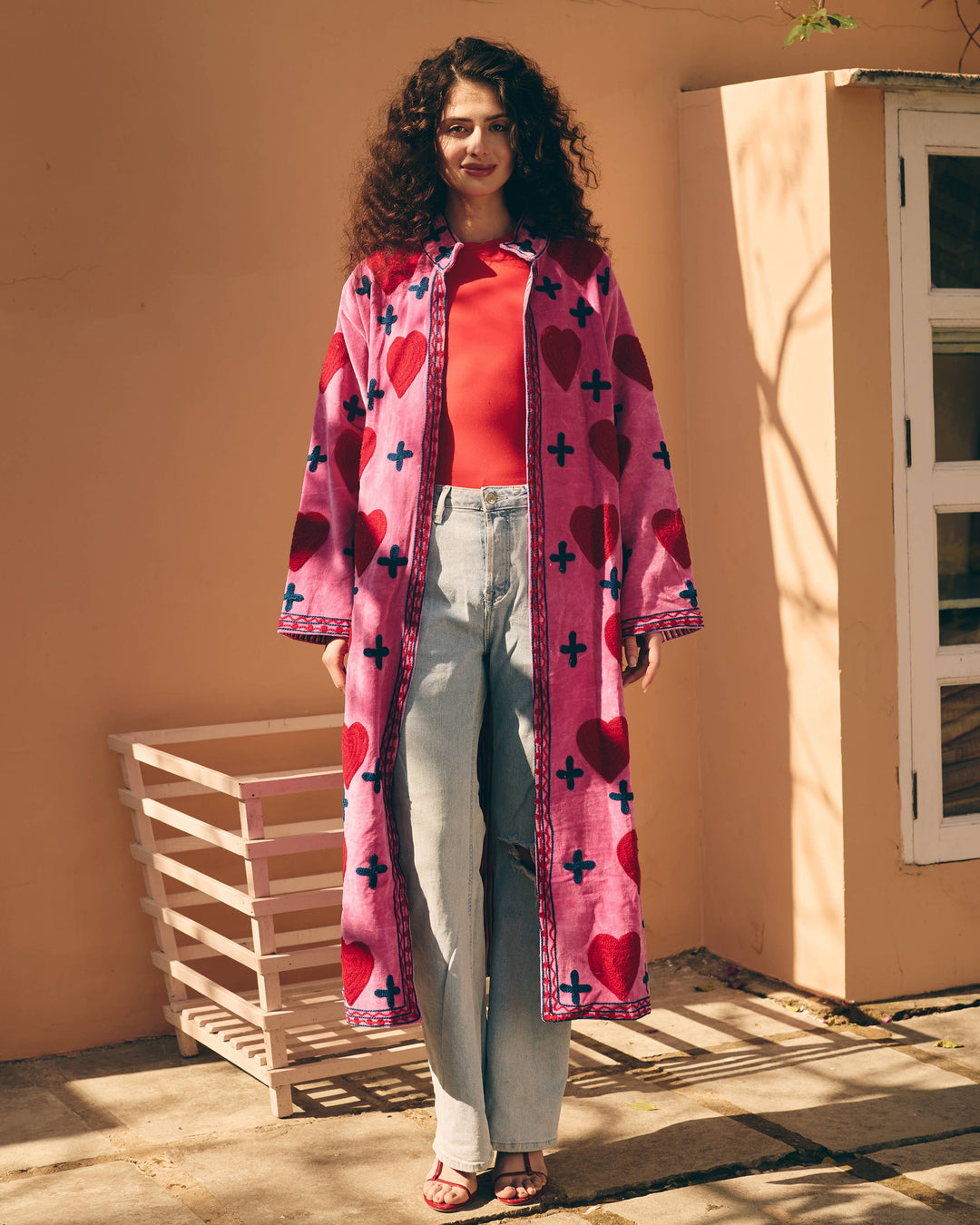 Rosalie Pink Velvet Suzani Jacket