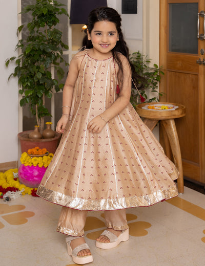 Ruhi Beige Bandhani Chanderi Coord Set