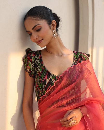 Ziya Black Printed Silk Blouse