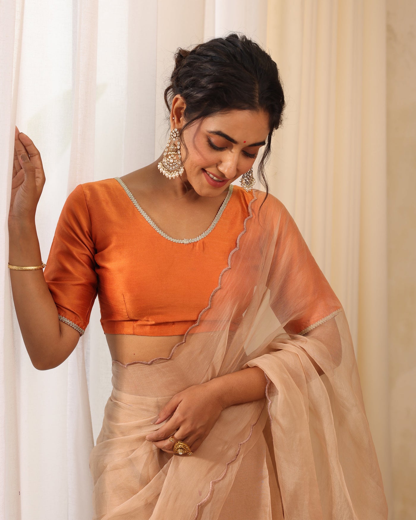Aanya Orange Silk Blouse