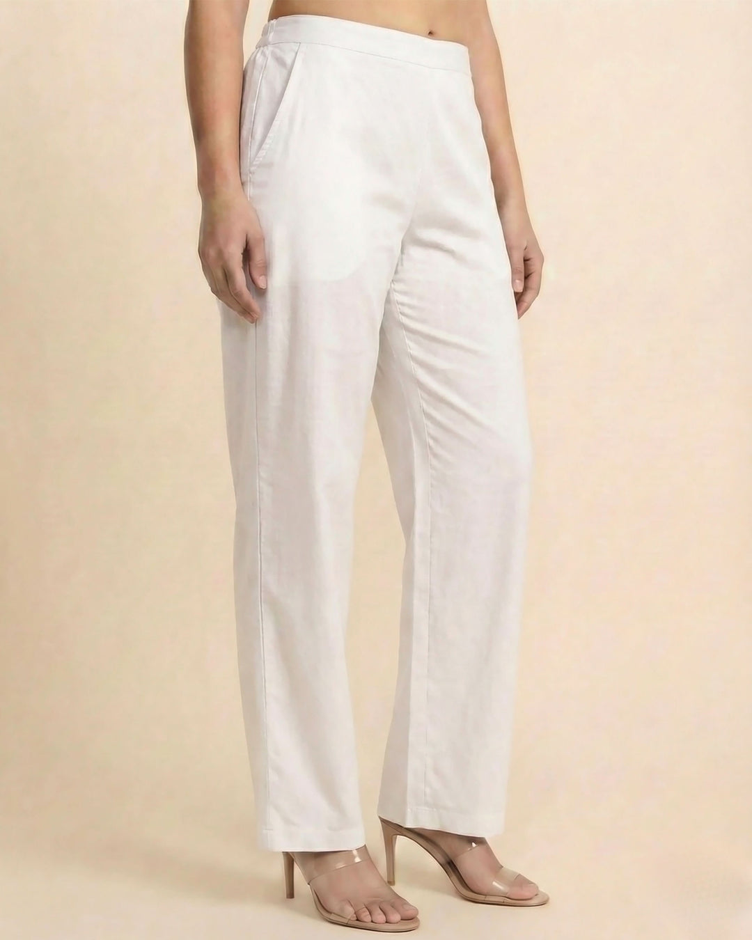 Sharika White Cotton Straight Pants