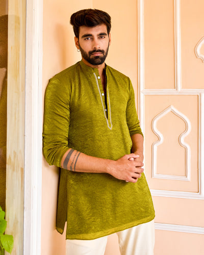 Chandraksh Green Tissue Kurta
