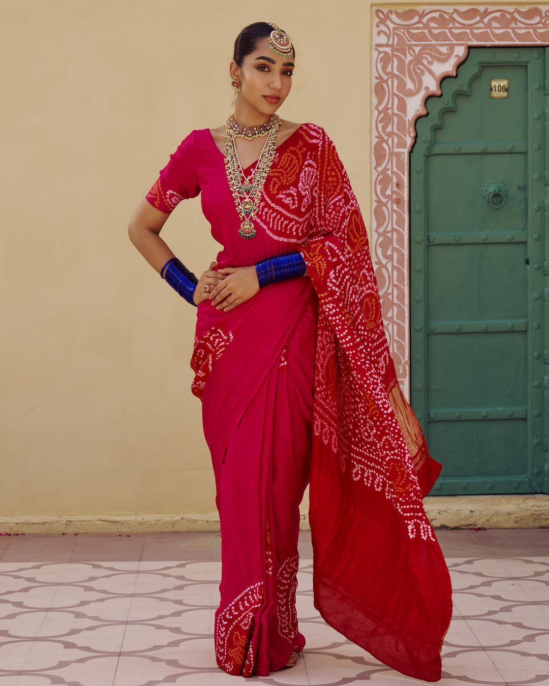 Koyal Pink Kajol Bandhej Silk Saree