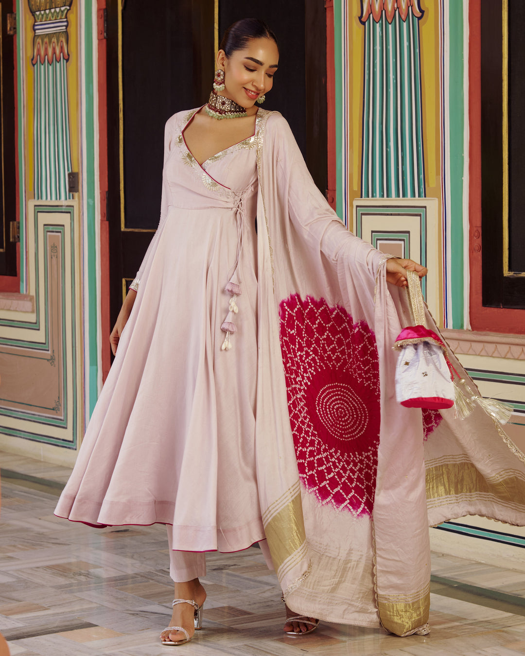Rajya Grey Embroidered Chanderi Suit Set