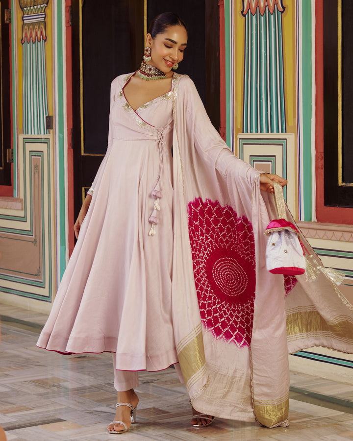 Rajya Grey Embroidered Chanderi Suit Set