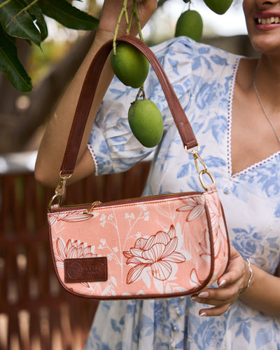 Mira Peach Baguette Bag