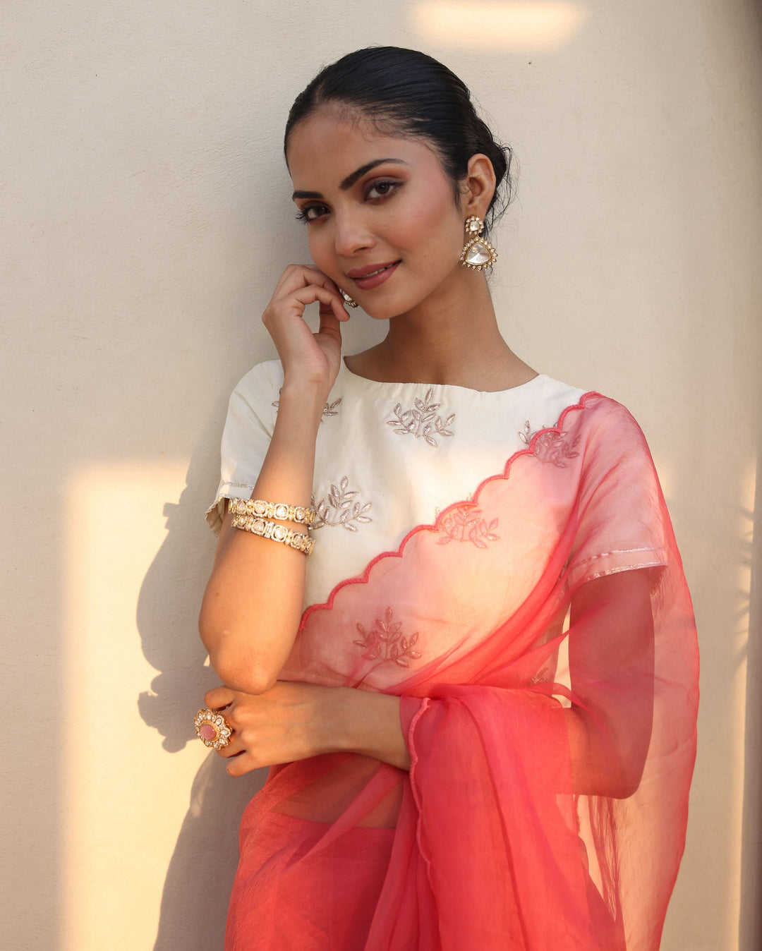 Tara White Chanderi Gotapatti Blouse