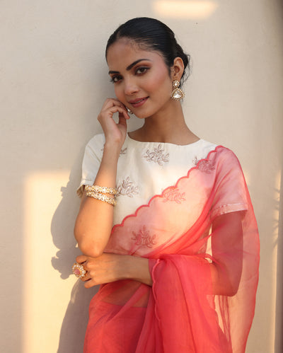 Tara White Chanderi Gotapatti Blouse