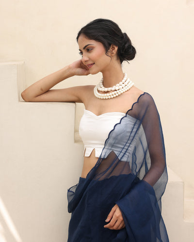 Sajni White Satin Blouse