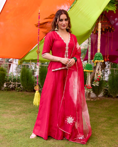 Zari Red Solid Anokha Suit Set
