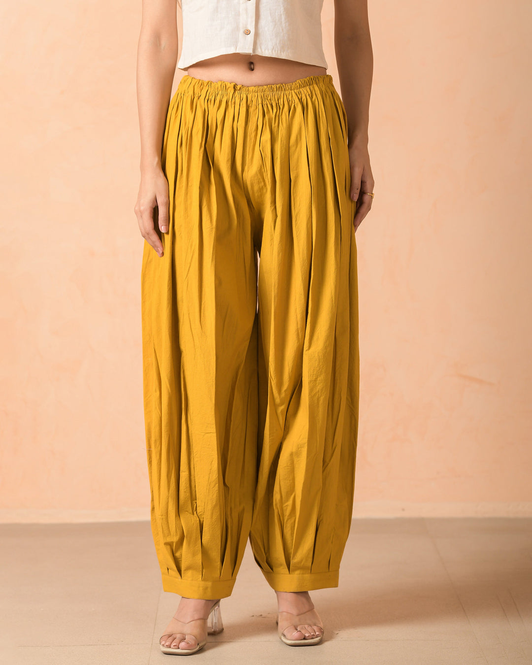Mivra Mustard Cotton Poplin Solid Pants