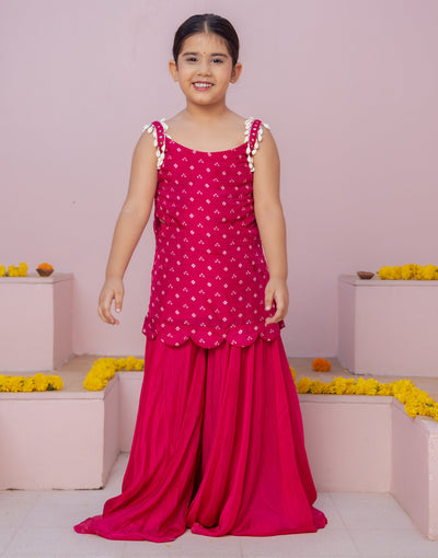Anvi Pink Bandhani Silk Coord Set