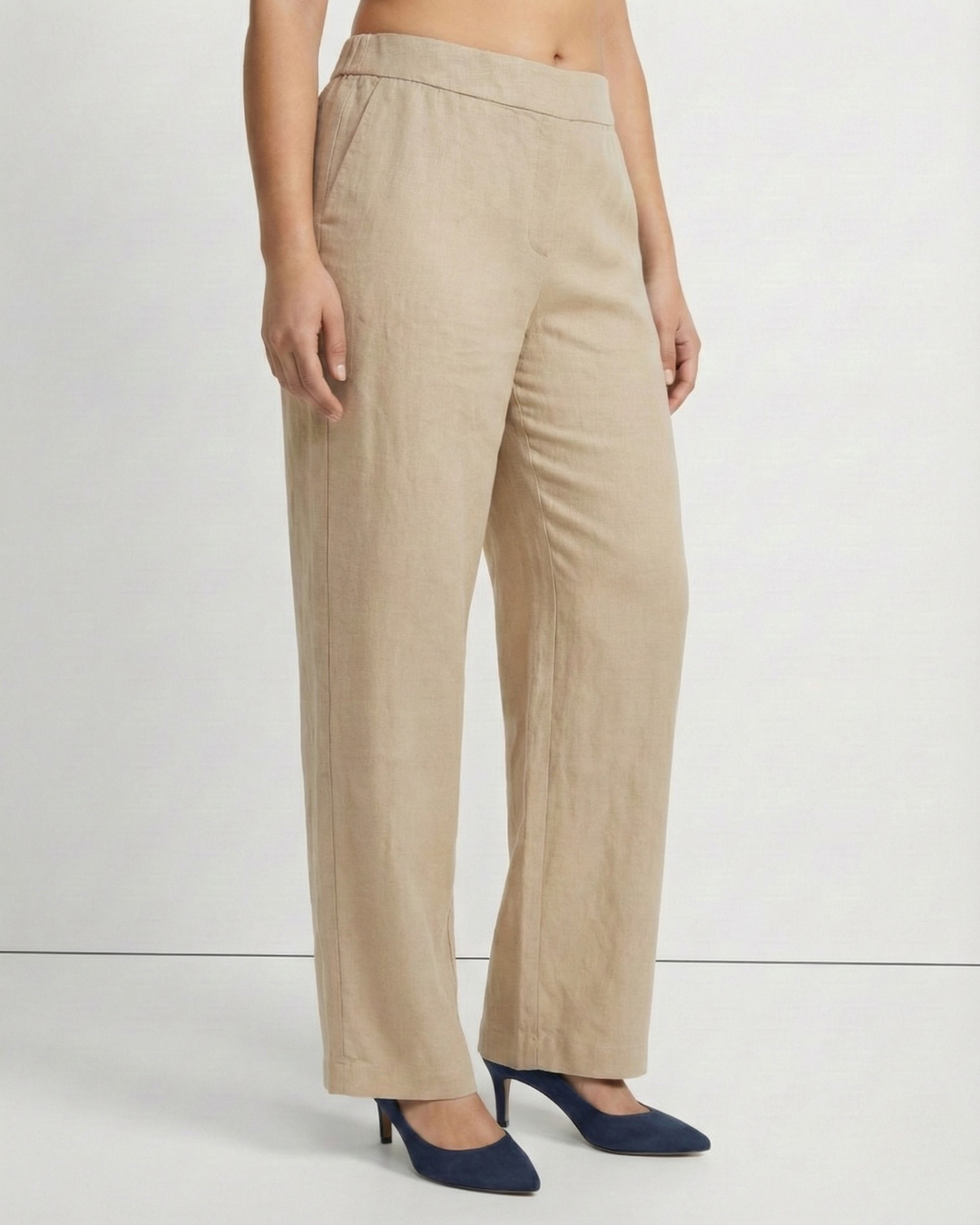 Leeya Beige Linen Straight Pants