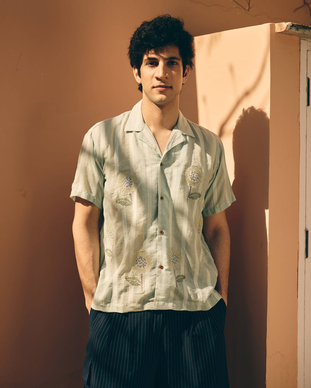 Sael Sage Cotton Dobby Embroidered Shirt