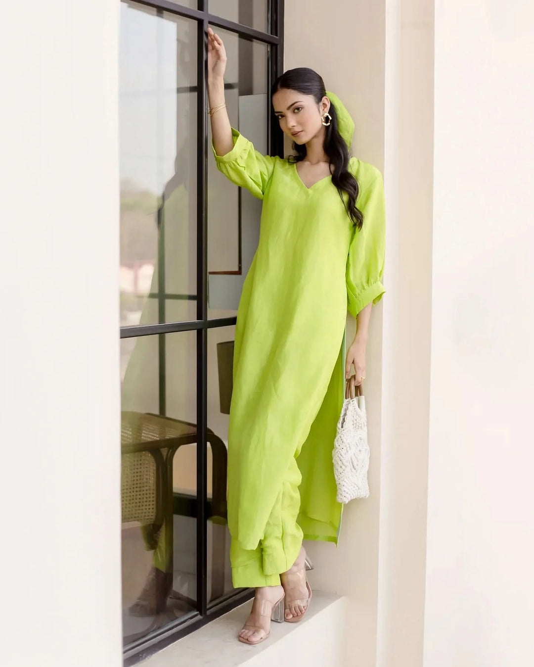 Lush Green Solid Cotton Coord Set
