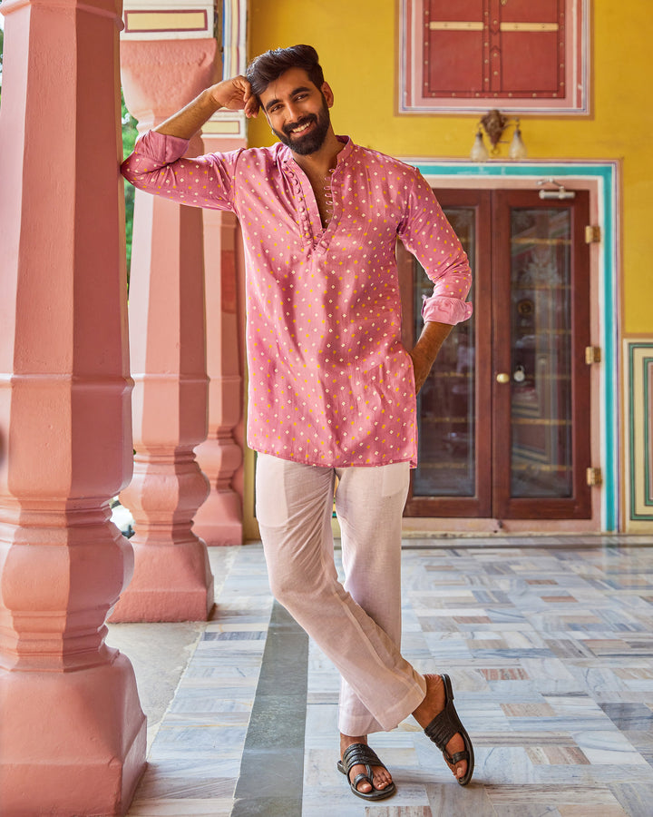 Abhijeet Lavender Bandhani Crepe kurta