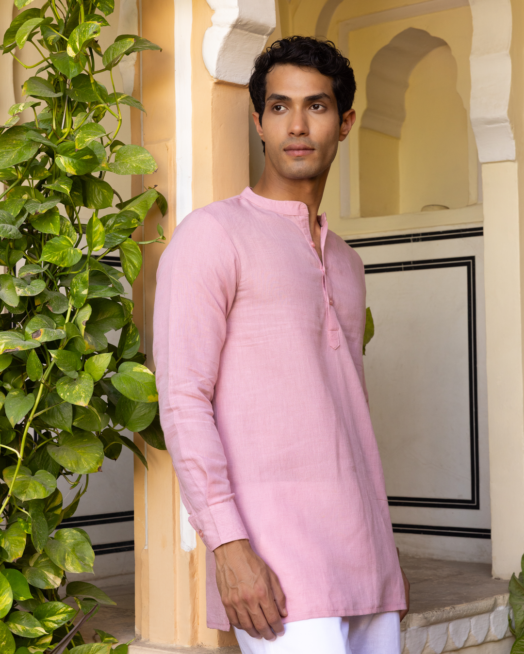 Neel Nude Pink Solid Cotton Flex Kurta
